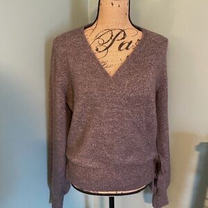 LOFT V-Neck wrap sweater - mushroom brown